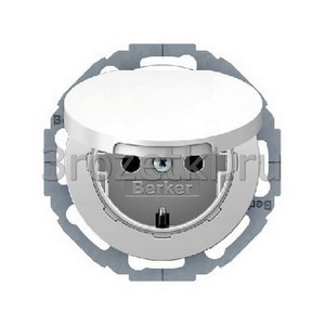 3rozetki.ru - Berker - R - [47442089] Розетка SCHUKO с з/к, с крышкой (белый глянец).
