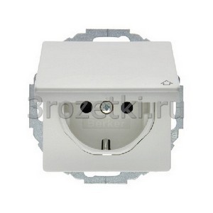 3rozetki.ru - Berker - Q - [47446089] Розетка SCHUKO с з/к, с крышкой (белый бархат).