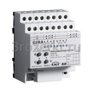 3rozetki.ru - Gira - [215400] Уст-во управ жал-и 4-кан, 24V DC KNX/EIB REG.