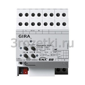 3rozetki.ru - Gira - [217100] Универсальный диммер 1х 500 W KNX/EIB REG.