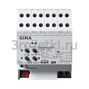 3rozetki.ru - Gira - [217200] Универсальный диммер 2х 300 W KNX/EIB REG.