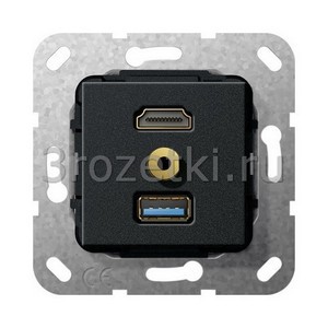 3rozetki.ru - Gira - [568010] Разъем HDMI,USB3.0A,M гнездо.