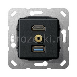 3rozetki.ru - Gira - [568110] Разъем HDMI,USB3.0A,M гнездо.