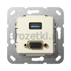 3rozetki.ru - Gira - [568801] Разъем USB 3.0 A, VGA.