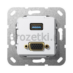 3rozetki.ru - Gira - [568803] Разъем USB 3.0 A, VGA.