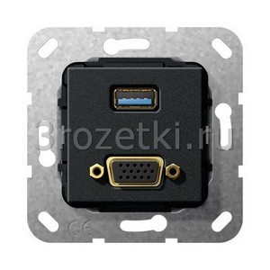 3rozetki.ru - Gira - [568810] Разъем USB 3.0 A, VGA.