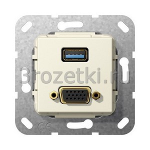 3rozetki.ru - Gira - [568901] Разъем USB 3.0 A, VGA.