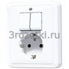 [5575EUWW] SCHUKO®-розетка 16 A / 250 B ~ с двухклавишным выключателем 10 A / 250 B ~, Блестящий дуропласт (уст <Jung>