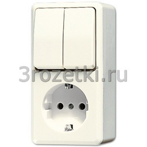 3rozetki.ru - Jung - [675A] SCHUKO®-розетка 16 A / 250 B ~ с двухклавишным выключателем 10 A / 250 B ~, слоновая кость.