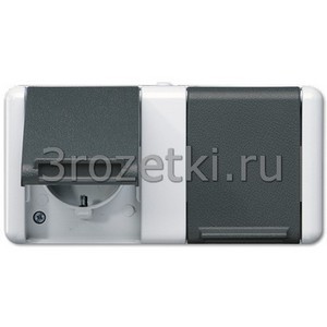 3rozetki.ru - Jung - [8220-1W] SCHUKO®-розетка 2-ная 16 A / 250 B ~, для горизонтальной установки, коробка 151 x 75 x 58 мм, 4 ввод.