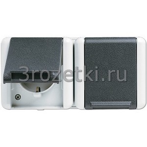 3rozetki.ru - Jung - [8220W] SCHUKO®-розетка 2-ная 16 A / 250 B ~, для горизонтальной установки, коробка 151 x 75 x 58 мм, 4 ввод.