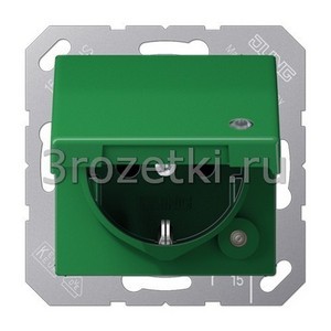 3rozetki.ru - Jung - [A1520BFKLKOGN] SCHUKO®-розетка 16 A / 250 B ~, Термопласт (ударопрочный) блестящий, зелёный.