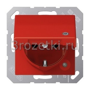 3rozetki.ru - Jung - [A1520BFKLKORT] SCHUKO®-розетка 16 A / 250 B ~, Термопласт (ударопрочный) блестящий, красный.