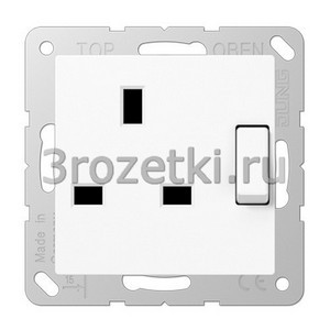 3rozetki.ru - Jung - [A3171WW] розетка British standart, c выключателем, защита от детей.