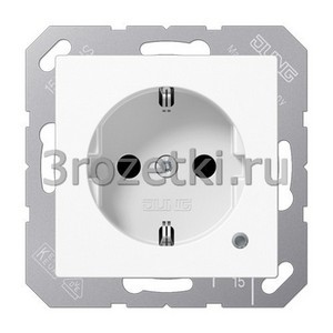 3rozetki.ru - Jung - [ABA1520KOWW] SCHUKO®-розетка 16 A / 250 B ~, Блестящий дуропласт (устойчив к механическим повреждениям) – антибак.