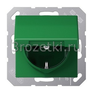 3rozetki.ru - Jung - [ABAS1520BFKLGN] SCHUKO®-розетка 16 A / 250 B ~, Термопласт (ударопрочный) блестящий – антибактериальный, зелёный.