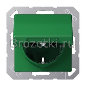 3rozetki.ru - Jung - [ABAS1520KIKLGN] SCHUKO®-розетка 16 A / 250 B ~, Термопласт (ударопрочный) блестящий – антибактериальный, зелёный.