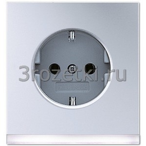 3rozetki.ru - Jung - [AL2520-OLEDW] SCHUKO®-розетка 16 A / 250 B ~, Металлическое исполнение, алюминий.