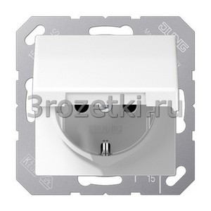 3rozetki.ru - Jung - [AS1520BFKIKLWW] SCHUKO®-розетка 16 A / 250 B ~, Термопласт (ударопрочный) блестящий, белый.