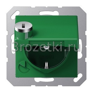 3rozetki.ru - Jung - [AS1520BFKLSLGN] SCHUKO®-розетка 16 A / 250 B ~, Термопласт (ударопрочный) блестящий, зелёный.