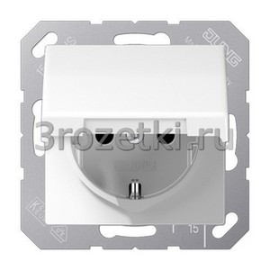 3rozetki.ru - Jung - [AS1520BFKLWW] SCHUKO®-розетка 16 A / 250 B ~, Термопласт (ударопрочный) блестящий, белый.