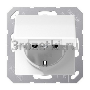 3rozetki.ru - Jung - [AS1520KIKLWW] SCHUKO®-розетка 16 A / 250 B ~, Блестящий дуропласт (устойчив к механическим повреждениям), белый.