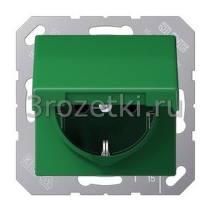 3rozetki.ru - Jung - [AS1521BFKIKLGN] SCHUKO®-розетка 16 A / 250 B ~, Термопласт (ударопрочный) блестящий, зелёный.