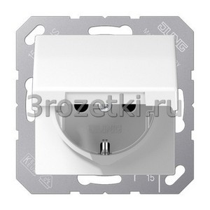 3rozetki.ru - Jung - [AS1521BFKIKLWW] SCHUKO®-розетка 16 A / 250 B ~, Термопласт (ударопрочный) блестящий, белый.