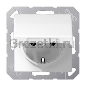 3rozetki.ru - Jung - [AS1521KIKLWW] SCHUKO®-розетка 16 A / 250 B ~, Блестящий дуропласт (устойчив к механическим повреждениям), белый.