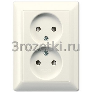 3rozetki.ru - Jung - [AS5010KIU] 2-ная розетка без заземления 16 A / 250 B ~, с дополнительной защитой, слоновая кость.