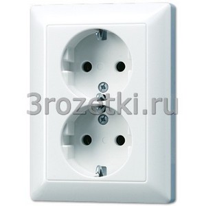 3rozetki.ru - Jung - [AS5020KIUWW] SCHUKO®-розетка 2-ная 16 A / 250 B ~, Блестящий дуропласт (устойчив к механическим повреждениям), бе.