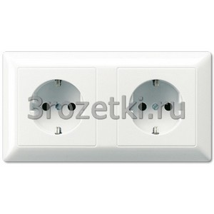 3rozetki.ru - Jung - [AS522BFWW] Штепсельная розетка SCHUKO 16A 250V~ сдвоенная, полная плата, белая.