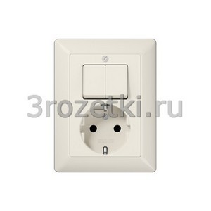 3rozetki.ru - Jung - [AS5575EU] SCHUKO®-розетка 16 A / 250 B ~ с двухклавишным выключателем 10 A / 250 B ~, Блестящий дуропласт (уст.