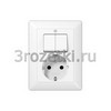 [AS5575EUWW] SCHUKO®-розетка 16 A / 250 B ~ с двухклавишным выключателем 10 A / 250 B ~, Блестящий дуропласт (уст <Jung>