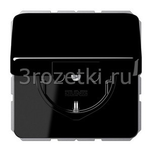 3rozetki.ru - Jung - [CD1520BFKIKLSW] SCHUKO®-розетка 16 A / 250 B ~, Термопласт (ударопрочный) блестящий, чёрный.