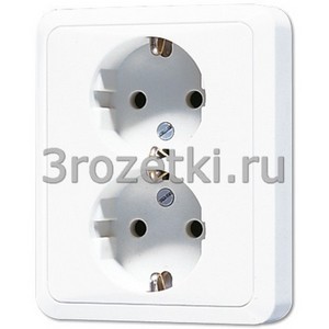 3rozetki.ru - Jung - [CD5020NKIWW]  Розетка 16A 250V / 10A 250V сдвоенная.