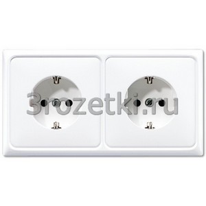 3rozetki.ru - Jung - [CD522BFWW] Штепсельная розетка SCHUKO 16A 250V~ сдвоенная, полная плата, термопласт, белая.