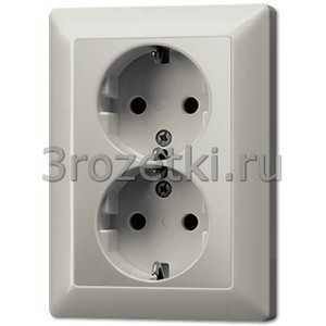 3rozetki.ru - Jung - [ES5020KI-L] SCHUKO®-розетка 2-ная 16 A / 250 B ~, Металлическое исполнение, нержавеющая сталь (лакиров.).