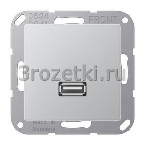 3rozetki.ru - Jung - [MAA1122AL] USB 2.0, Термопласт (ударопрочный) лакиров., алюминий.