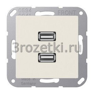 3rozetki.ru - Jung - [MAA1153] 2 x USB 2.0, Термопласт (ударопрочный) блестящий, слоновая кость.