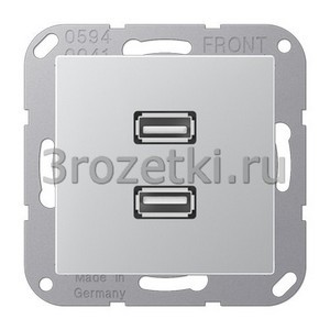 3rozetki.ru - Jung - [MAA1153AL] 2 x USB 2.0, Термопласт (ударопрочный) лакиров., алюминий.