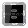 [MAA1153SW] 2 x USB 2.0, Термопласт (ударопрочный) блестящий, чёрный <Jung>