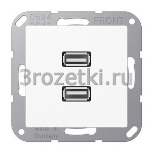 3rozetki.ru - Jung - [MAA1153WW] 2 x USB 2.0, Термопласт (ударопрочный) блестящий, белый.