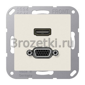 3rozetki.ru - Jung - [MAA1173] HDMI / VGA, Термопласт (ударопрочный) блестящий, слоновая кость.