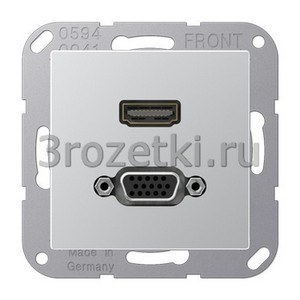 3rozetki.ru - Jung - [MAA1173AL] HDMI / VGA, Термопласт (ударопрочный) лакиров., алюминий.