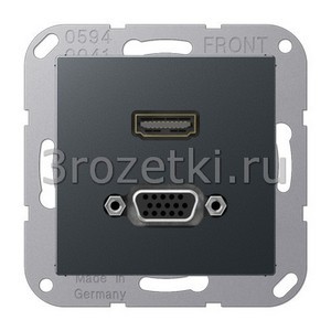 3rozetki.ru - Jung - [MAA1173ANM] HDMI / VGA, Термопласт (ударопрочный) лакиров., матовый антрацит.