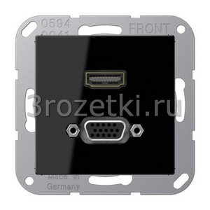 3rozetki.ru - Jung - [MAA1173SW] HDMI / VGA, Термопласт (ударопрочный) блестящий, чёрный.