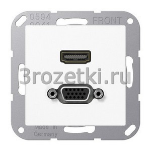 3rozetki.ru - Jung - [MAA1173WW] HDMI / VGA, Термопласт (ударопрочный) блестящий, белый.