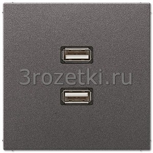 3rozetki.ru - Jung - [MAAL1153AN] 2 x USB 2.0, Металлическое исполнение, антрацит (лакиров. алюминий).