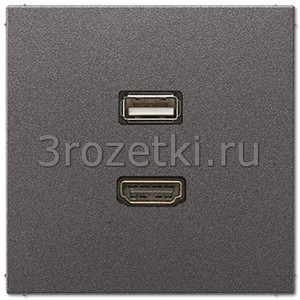 3rozetki.ru - Jung - [MAAL1163AN] HDMI / USB 2.0, Металлическое исполнение, антрацит (лакиров. алюминий).